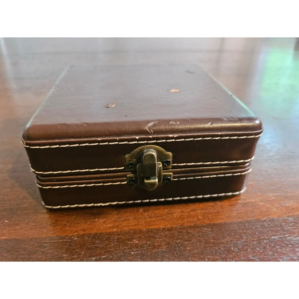 L'amour Travel Alarm Clock Brown Faux Leather Folding Case Vintage Style